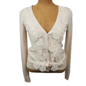 Ann Taylor women's cream button down sweater size S